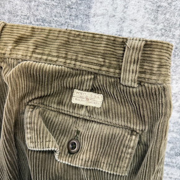 VTG Polo Ralph Lauren Cargo Corduroy Pants Men 32x30 (30x30) Brown Wide Wale 90s - Picture 8 of 13